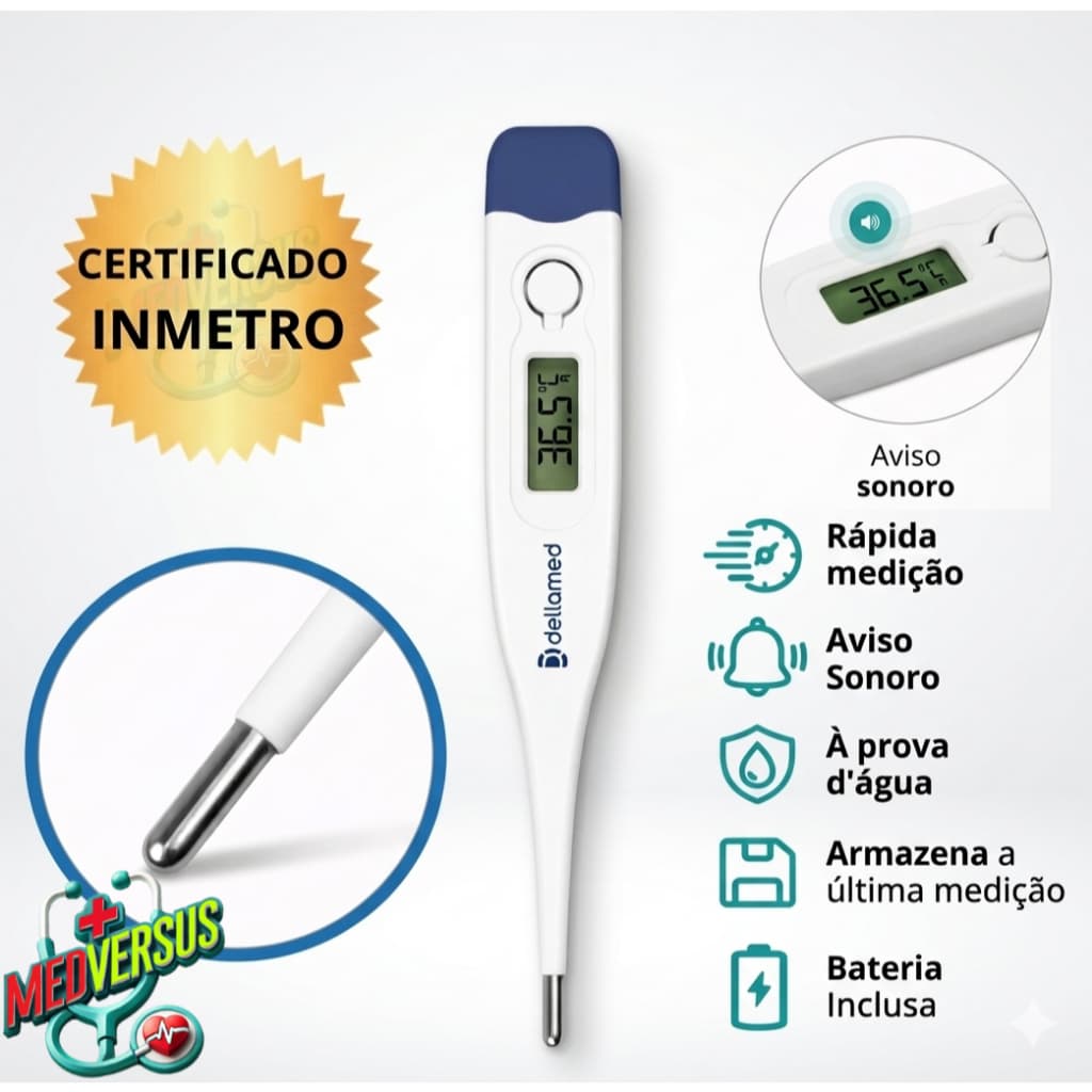 Termômetro Digital Clinico c/certificado Inmetro - Dellamed