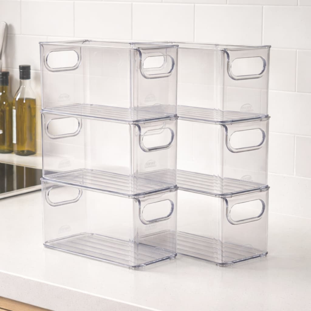 Kit 6 Organizador de Armário Cozinha Geladeira Despensa Banheiro Multiuso Transparente Empilhável