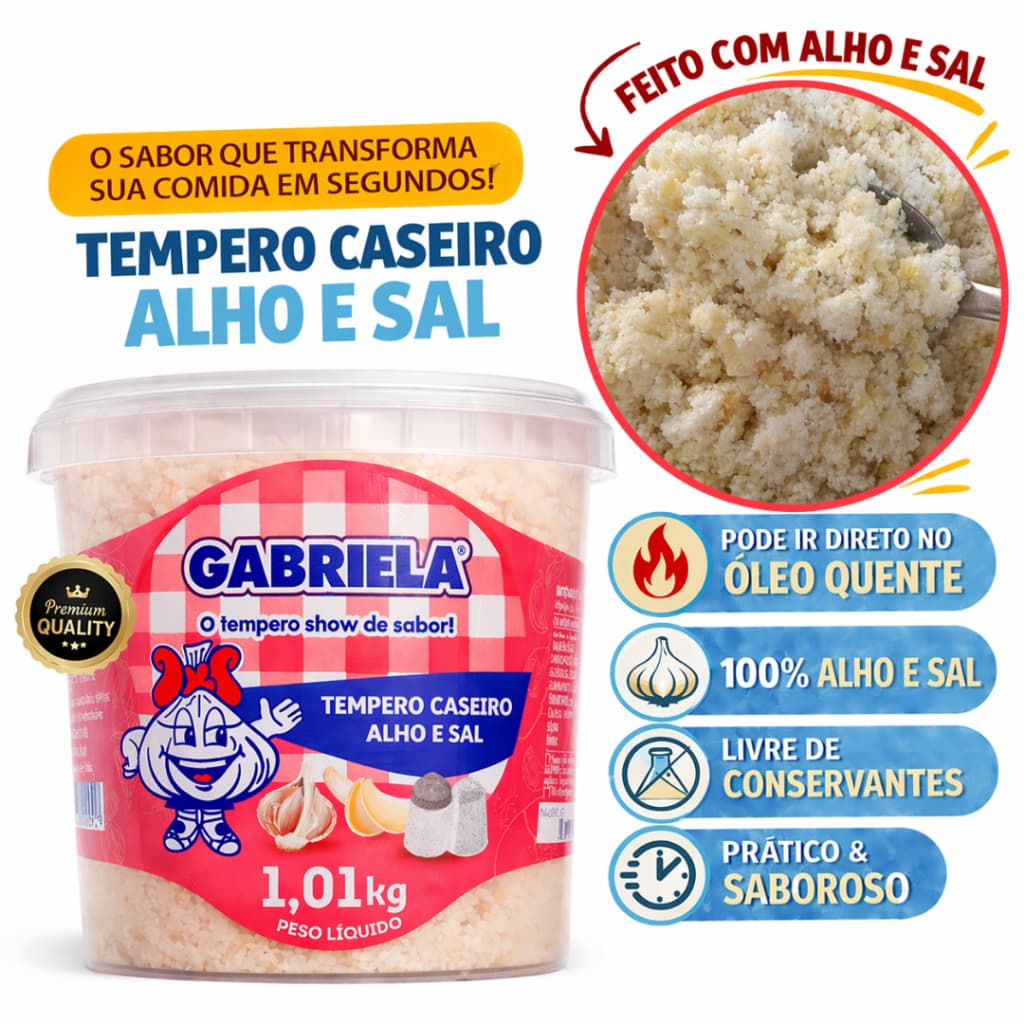 Tempero Caseiro Gabriela Alho e Sal 1Kg