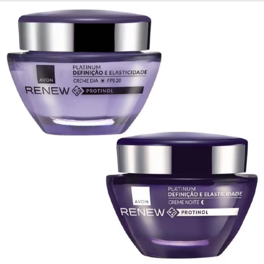Kit Renew Platinum com protinol anti-idade Dia 55+  FPS 20 - 50g  e Noite 55 +  50g
