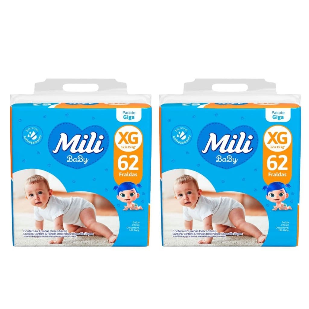 Kit C2 Fralda Baby Giga XG 62 unidades - Mili