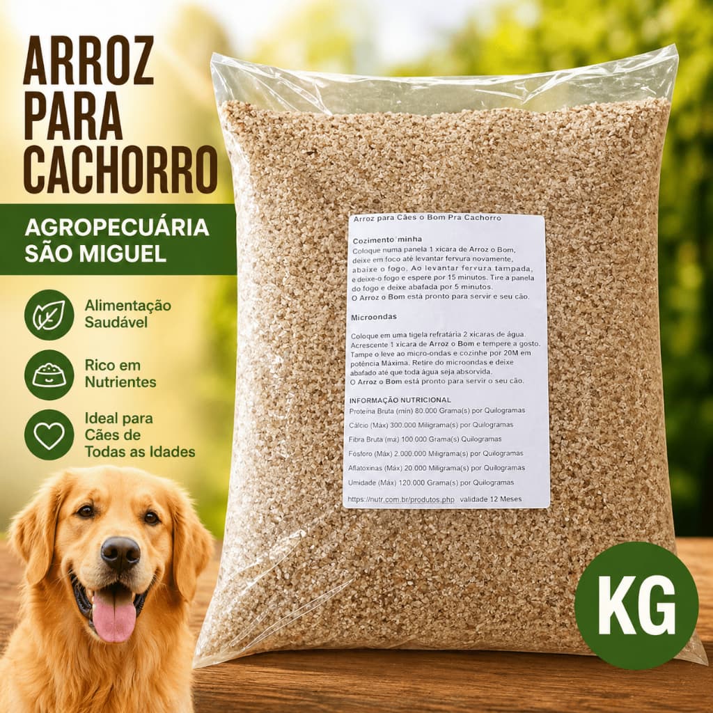 Ração Arroz para Cachorro  80% de proteína - GRANEL