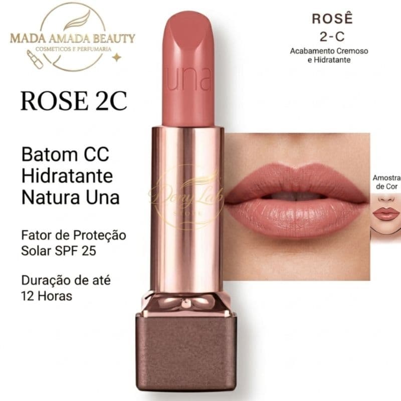 Batom CC Hidratante Natura Una Rose 2C - 3,8g ORIGINAL