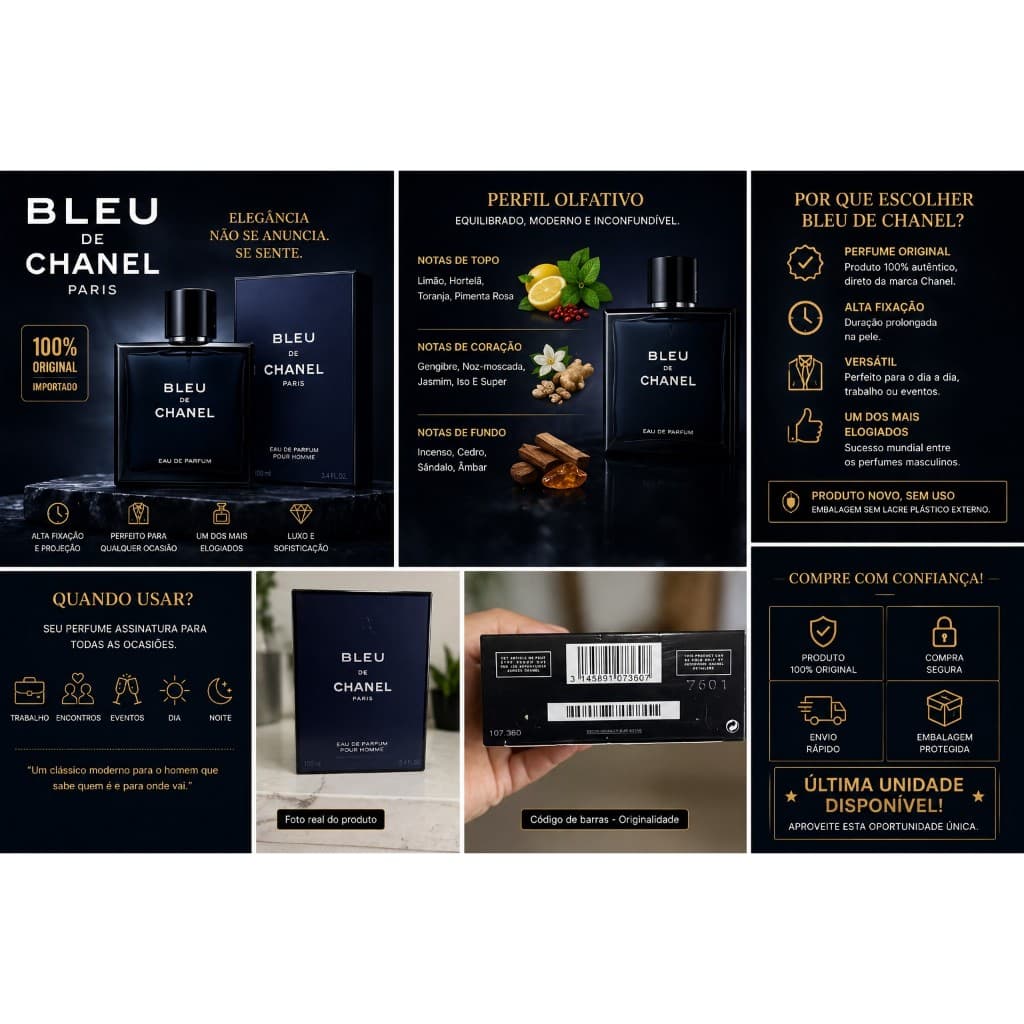 Perfume Masculino Importado 100ml Alta Fixação Elegante e Sofisticado