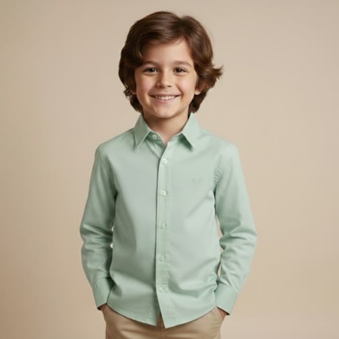 Camisa Social Infantil Masculina Manga Longa Slim Fit Menino Batizado Festa Casamento Pajem
