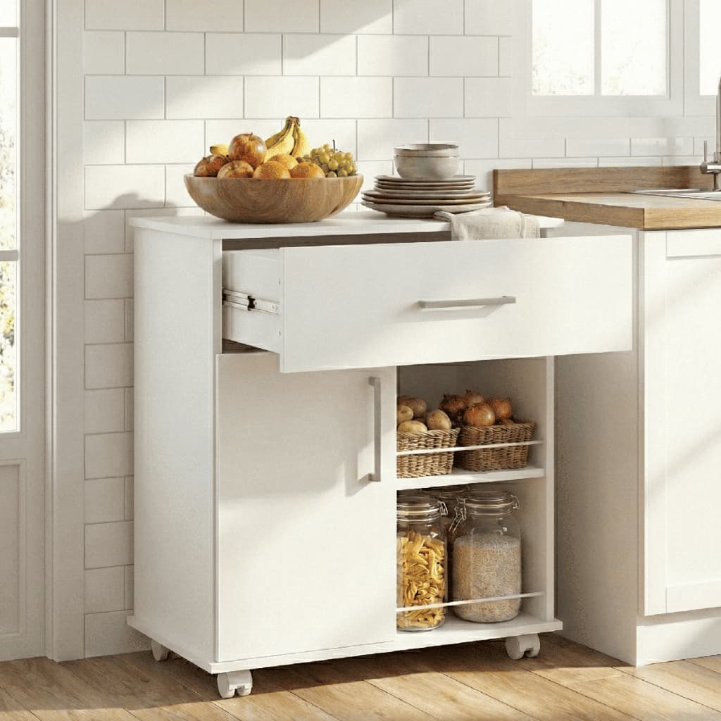 Fruteira de Cozinha com Rodinhas Armário Multiuso 1 ou 2 Portas Balcão Organizador 
