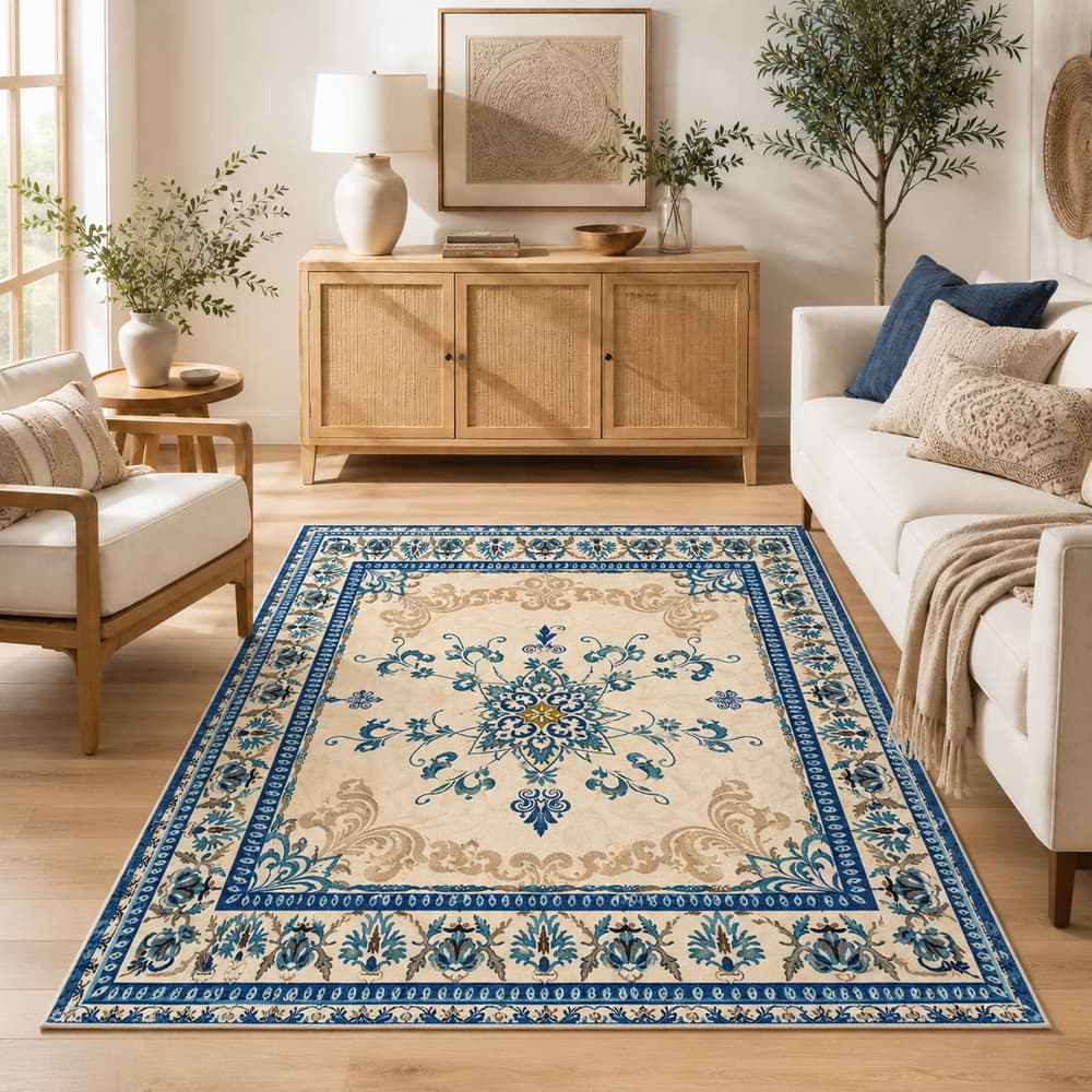 Tapete Veludo Persa Belga Indiano Estampado 2,00x1,40 Carpete Sala Quarto Antiderrapante