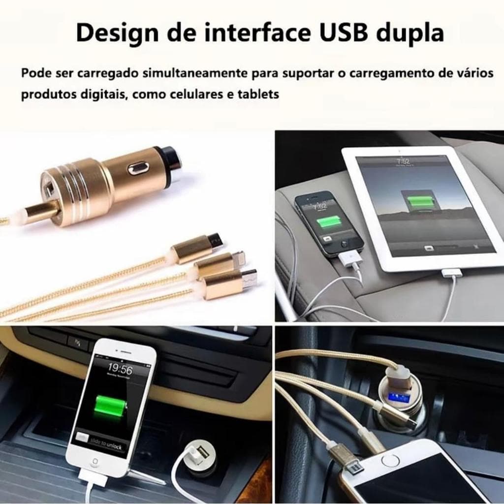 Carregador para Celular Veicular Carro Fonte 2 entradas USB Ótima Qualidade