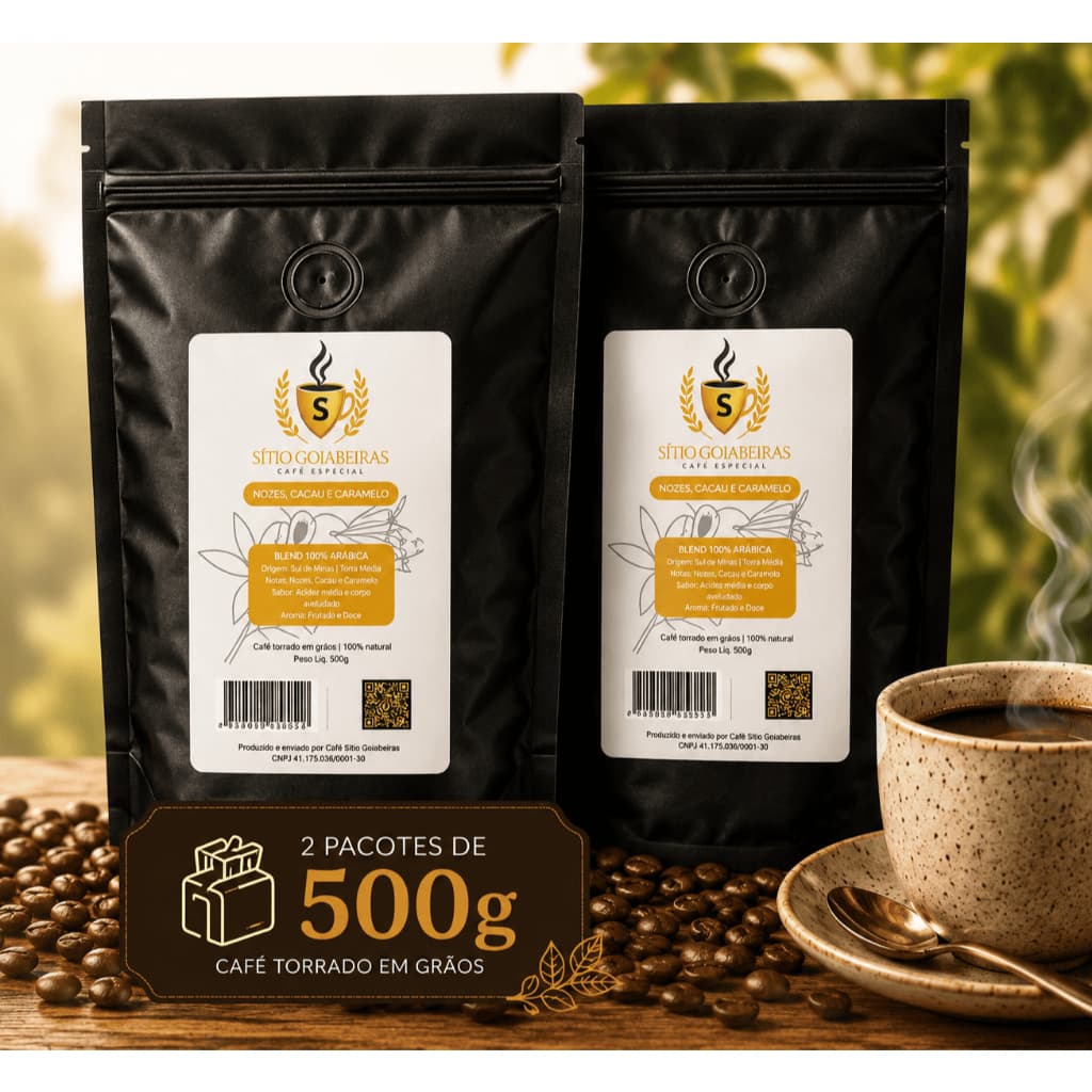 🔥 Café Especial Sítio Goiabeiras – Microlote Exclusivo 2 pacotes de 500g | 84 pontos Café torrado em grãos.