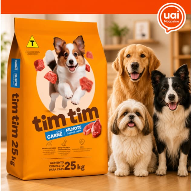 Ração Cachorro Filhote 25kg Tim Tim Dog Carne Todas as Raças