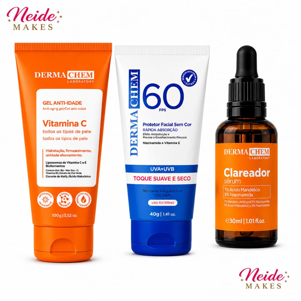 Kit Skin Care Vitamina C Gel Anti-idade + Clareador  + Protetor fps 60 Dermachem