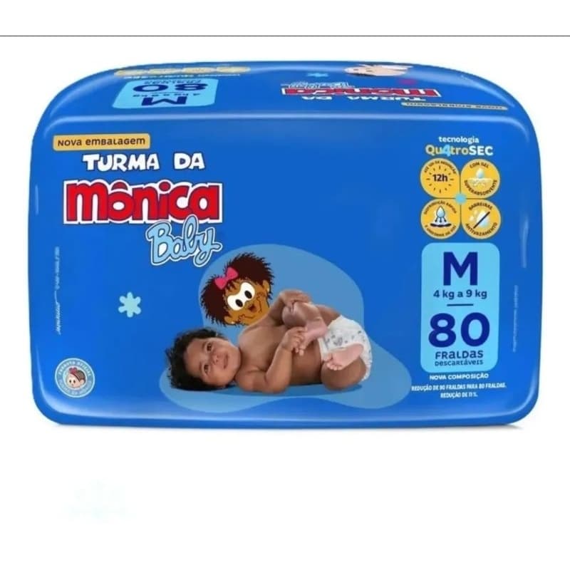 Fralda Turma da Mônica Baby Mega M 80 Unidades