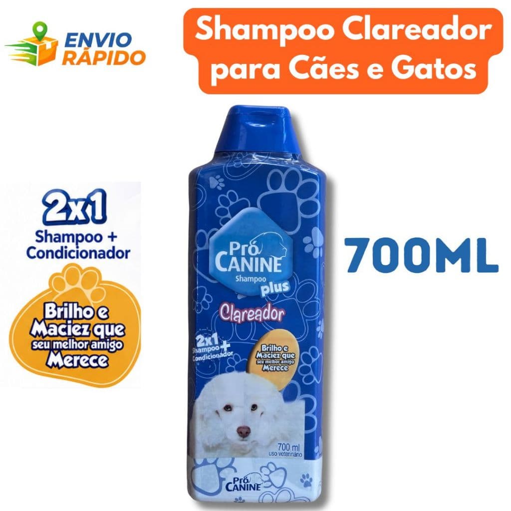 Shampoo Clareador para Cães e Gatos Pró Canine 700ml Shampoo e Condicionador
