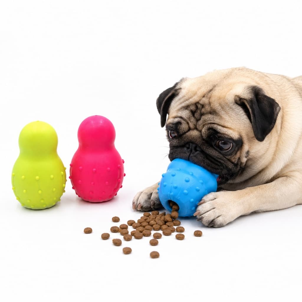 Brinquedo Pet Cachorro Gato Recheável Interativo Porta Petisco Mordedor Borracha Tipo Kong