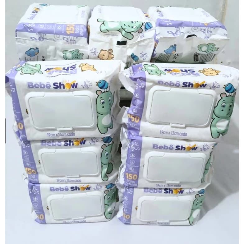 Kit 1800 Toalhas Umedecidas Bebê Show Lenço Umedecido Sem Álcool 12x150 Folhas Higiene Bebê Recém Nascido Premium