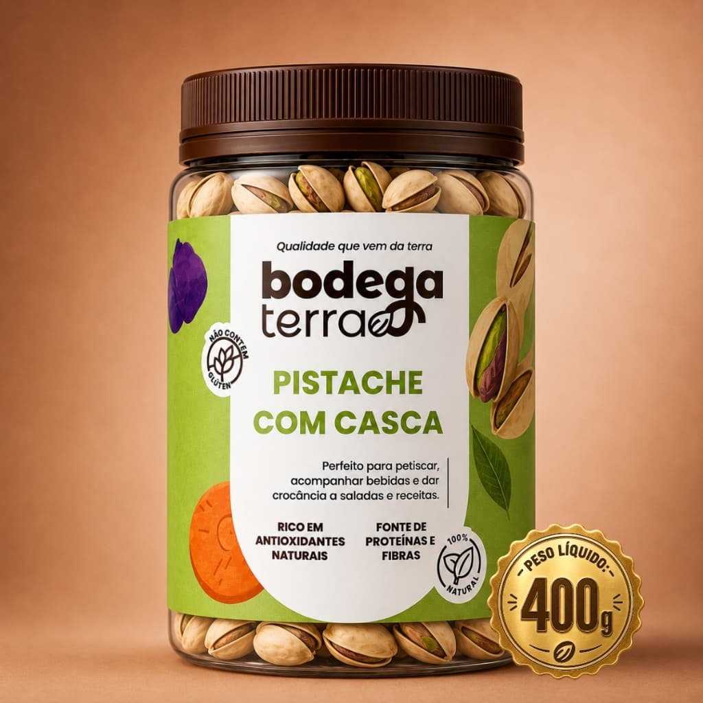 Pistache Com Casca 400g Torrado e Salgado Premium Sem Glúten Natural Snack Saudável