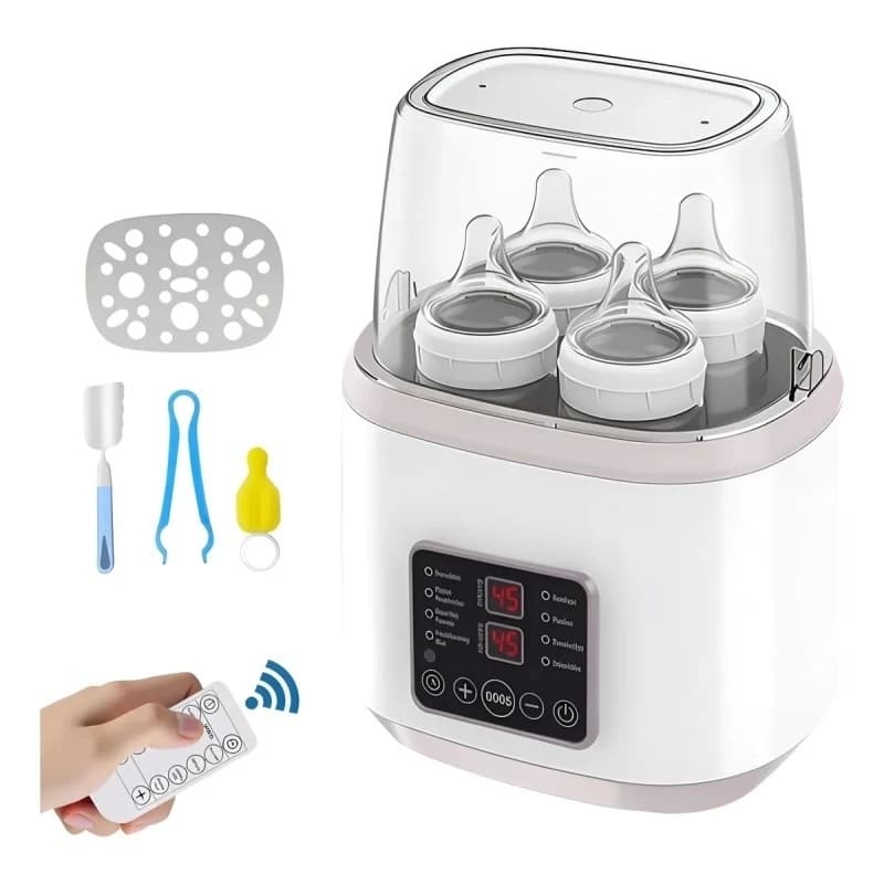 Esterilizador De Mamadeira Aquecedor Leite Bebê 4 Garrafa Com Para Mamadeiras Mamadeira, Papinha e 110V E Tem capacidade
