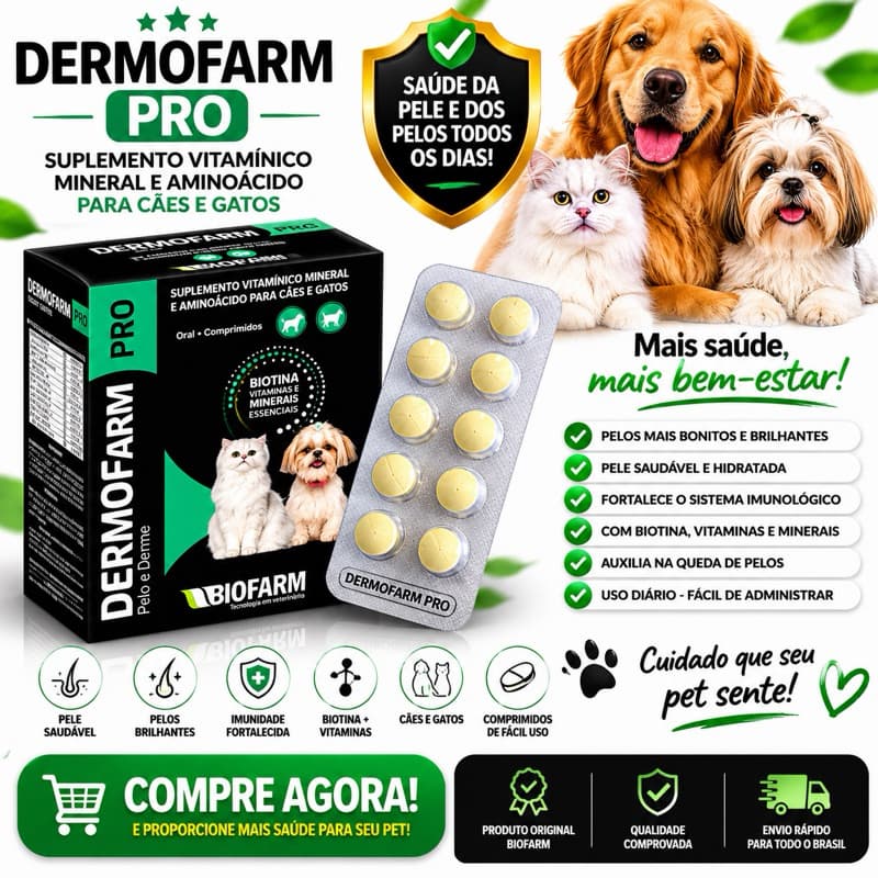 Dermofarm Pro Biofarm Suplemento Vitamínico Cães e Gatos - 10 comprimidos