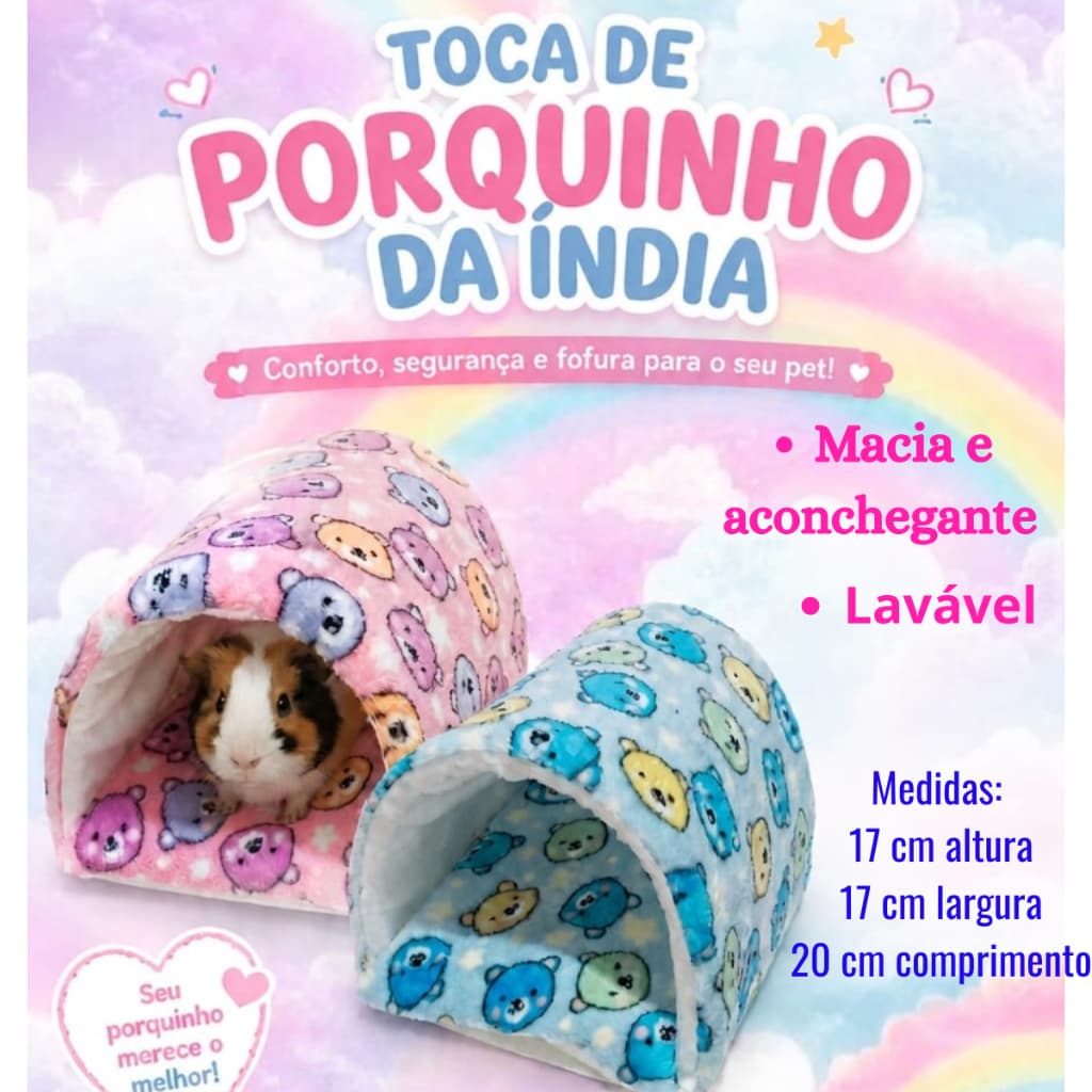 Toquinha Porquinho da India Fundo Aberto Cama Roedores Casinha Túnel