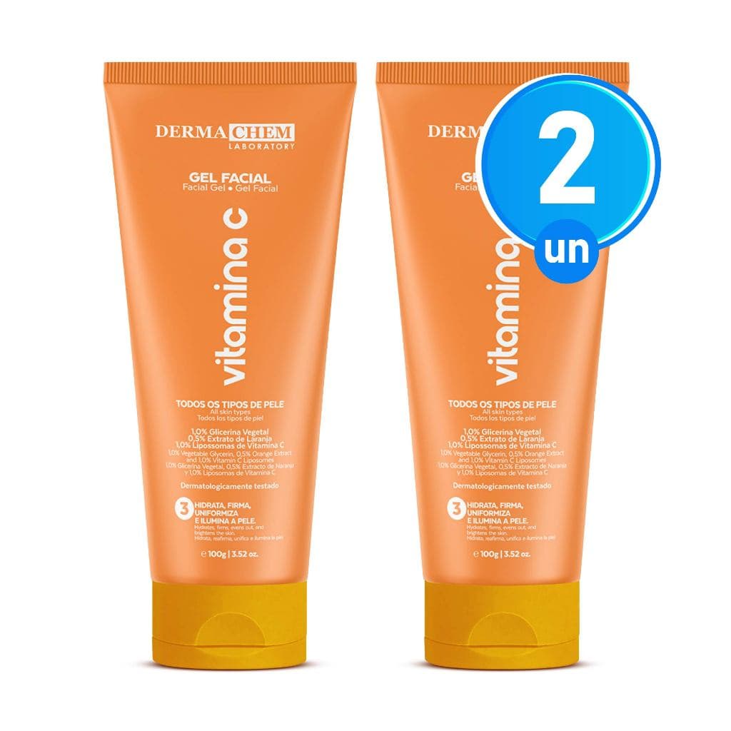 Kit 2 Gel Facial Anti Idade Vitamina C 100ml Dermachem