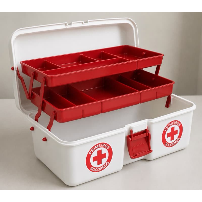 Maleta De Primeiros Socorros/ Organizadora De Medicamentos e Remédios C/ 2 Bandejas - Para Kit Emêrgencia TOY
