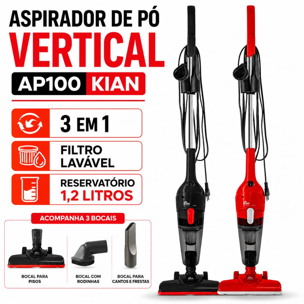 Aspirador De Pó Vonder 3 Em 1 Vertical E Portátil 1350w Filtro Hepa 220v