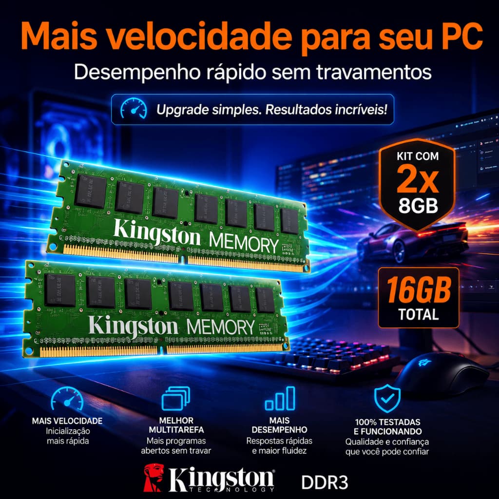 KIT 2 MEMORIA DDR3 8GB 1600 DUAL RANK 16GB