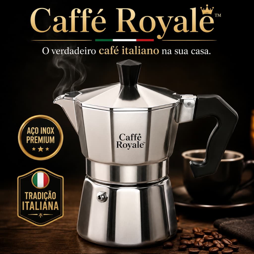 Cafeteira Italiana Caffé Royale Inox 3 Xícaras Café Expresso Tradicional Compacta Premium Durável