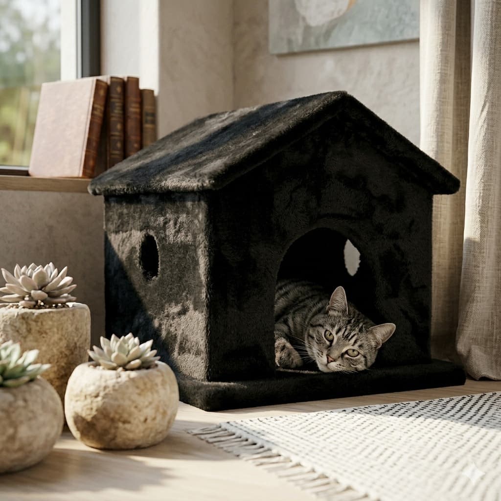 Arranhador Para Gatos Casa De Pelúcia Grande Casinha Toca Cabana Espaçosa Promoção