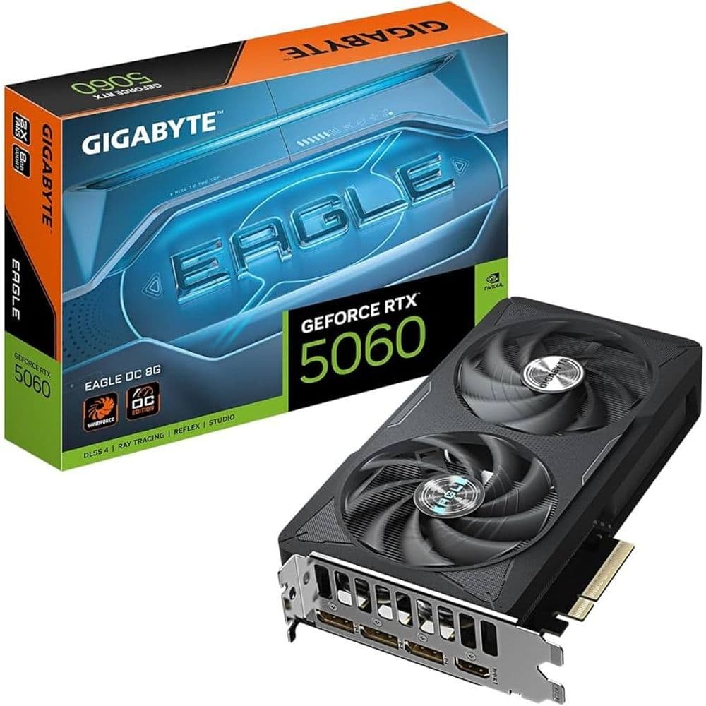 Placa de Vídeo NVIDIA GeForce GIGABYTE RTX5060 Eagle OC 8GB GDDR7 128bit - 9VN5060EO-00-G10