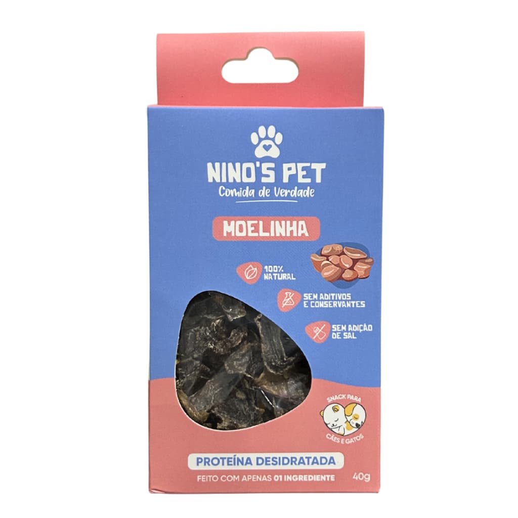 Petisco Moelinha Desidratada para Cães e Gatos Único Ingrediente 100% Natural Snack Saudável Ninos Pet 40g