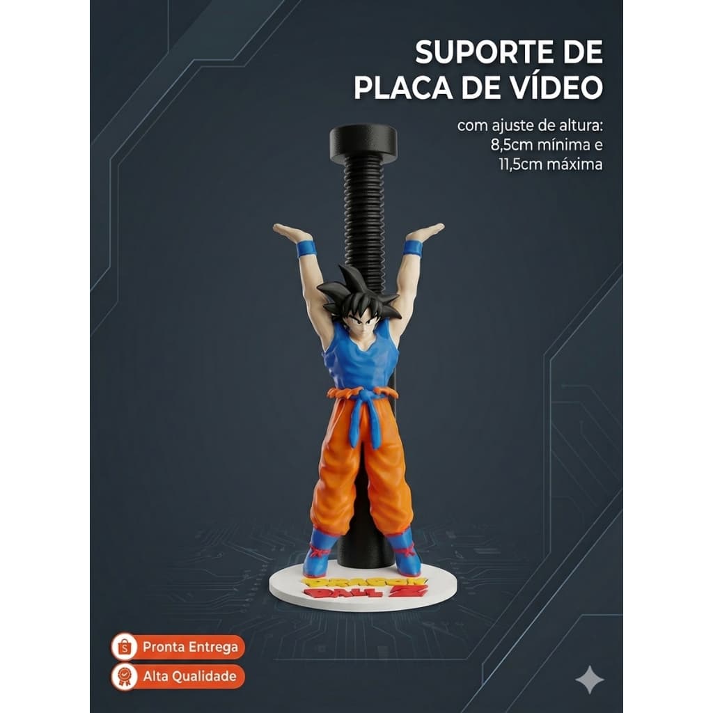 Suporte Para Placa De Vídeo GPU Goku Genki Dama Dragon Ball Z - Anti-Vergamento PC Gamer RTX RX