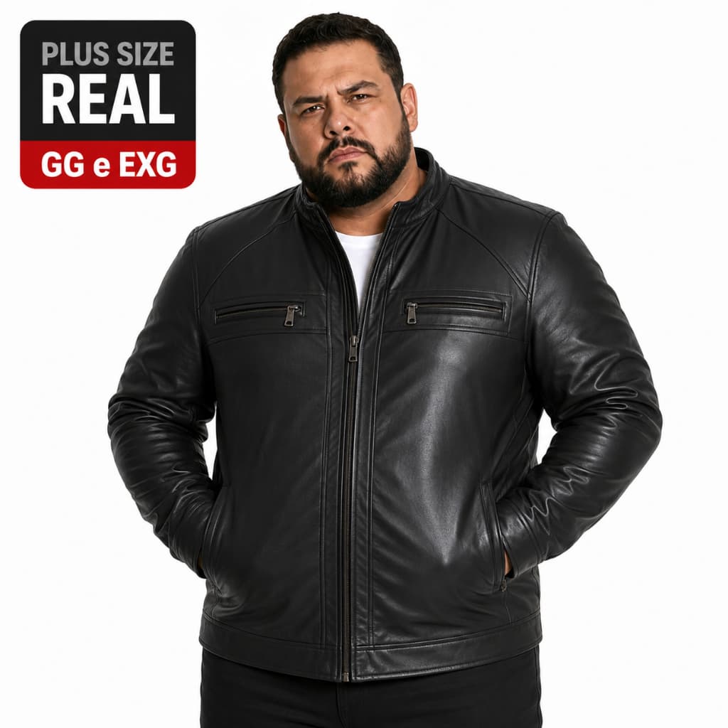 Jaqueta de Couro Masculina Plus Size GG EXG Slim Resistente Forrada Inverno Frio Tamanho Grande