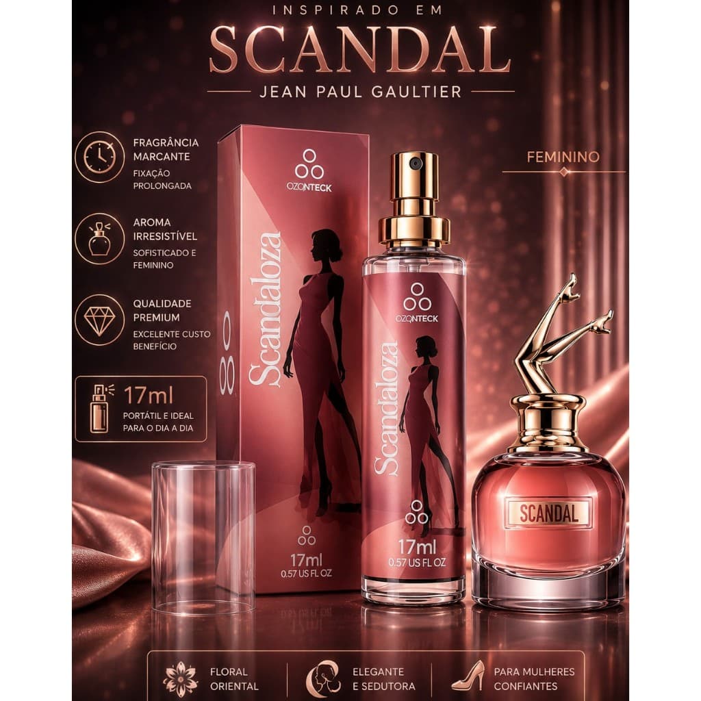 Perfume Scandaloza 17ml Ozonteck| Longa duração| Perfume Importado| Feminino| Original| Sedutor