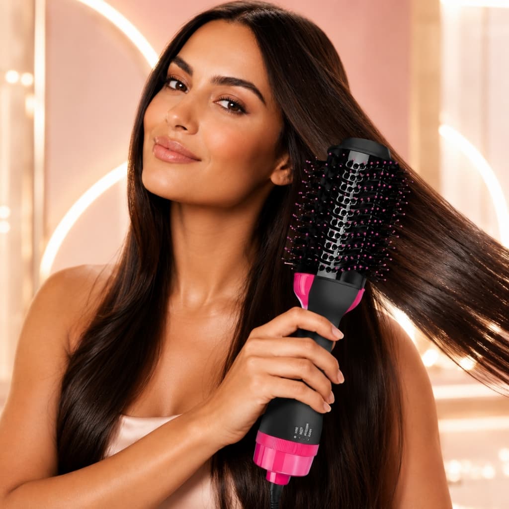 Escova 3 em 1 Secadora Alisadora Modeladora De Cabelo Elétrica Giratória 360 Profissional Beleza Hair Styler 110V