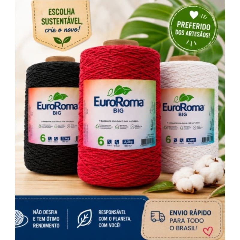 Kit 3 UNIDADES Barbante bigcone Euroroma N6 1.8 Kg