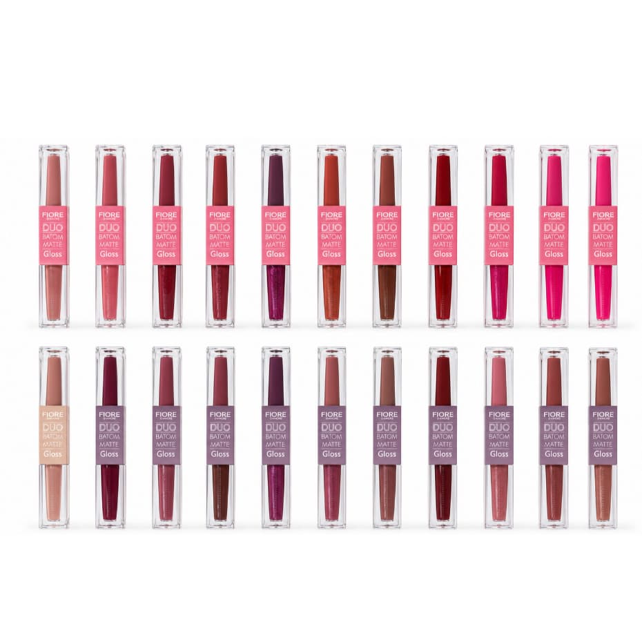 Kit 12 Batom Duplo Matte Liquido + Gloss 2 em 1