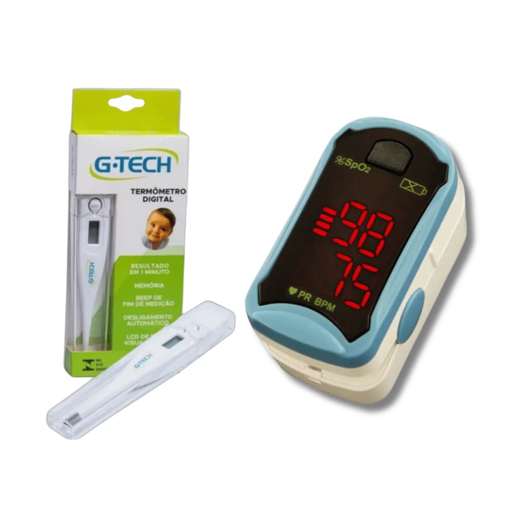 Kit Oximetro Digital G-tech Led + Termômetro Digital G-Tech