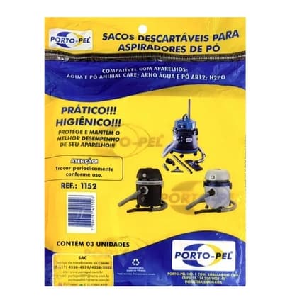 KIT 3 SACOS DESCARTÁVEIS PARA ASPIRADOR DE PÓ ARNO AGUA E PÓ, AR12, H2PO AGUA E PÓ ANIMAL CARE 1152