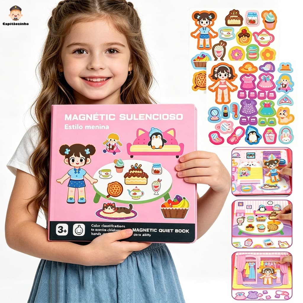 Quebra-cabeça Magnético Infantil, Vestir Princesa 3-6 Anos Meninos e Meninas Brinquedo Educativo