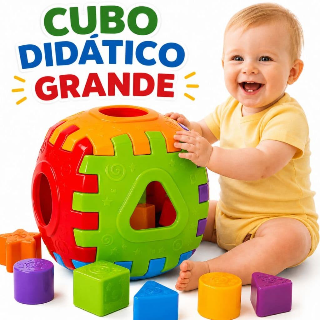 Cubo Didático Educativo Bloco Peças Encaixar Brinquedo Infantil Divertido Colorido Pedagógico para criança +12Meses