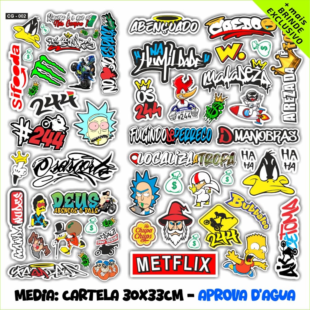 Kit 200 Adesivos Vinilico Capacete Moto Bike Eletrica Figurinhas Grau 244 Aranha Frases