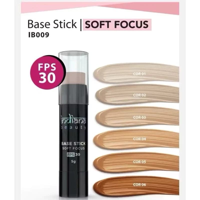 Protetor Solar Base Stick FPS 30 Indiana Beauty | Bastão com Base para Rosto, Proteção UVA/UVB, Toque Seco e Cobertura