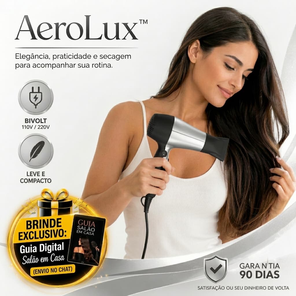 Secador de Cabelo Portátil Profissional Compacto1200W 110/220v Alta Potência 3 niveis de temperatura