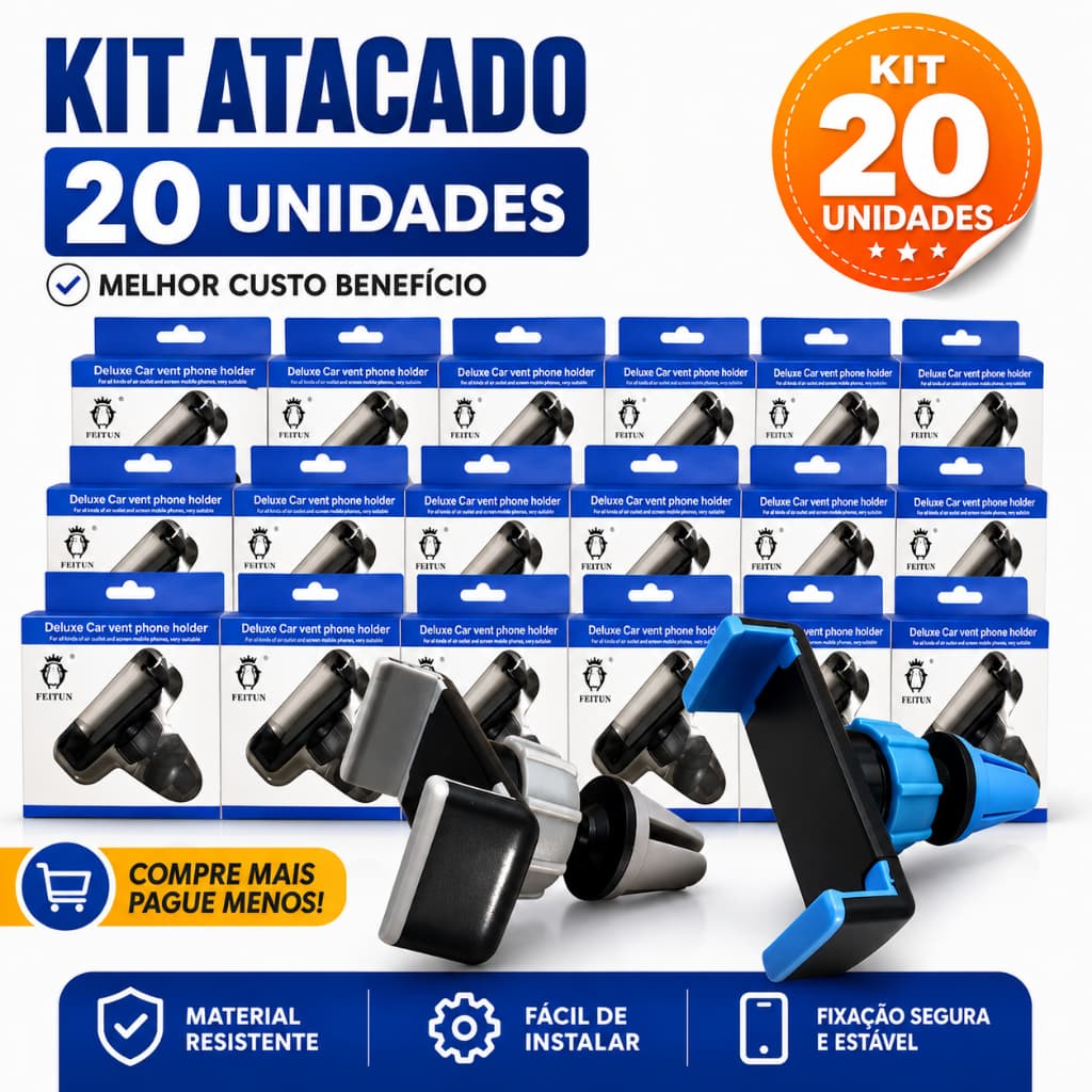 Kit 20 Suportes Para Celular Carro Universal Saída De Ar Veicular Atacado Revenda