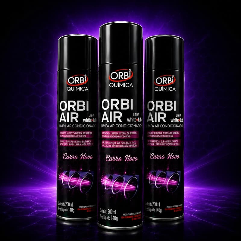 Kit 3 Orbi Air Carro Novo Limpa Ar Condicionado Automotivo 200ml Higienizador Original Orbi Química White Lub
