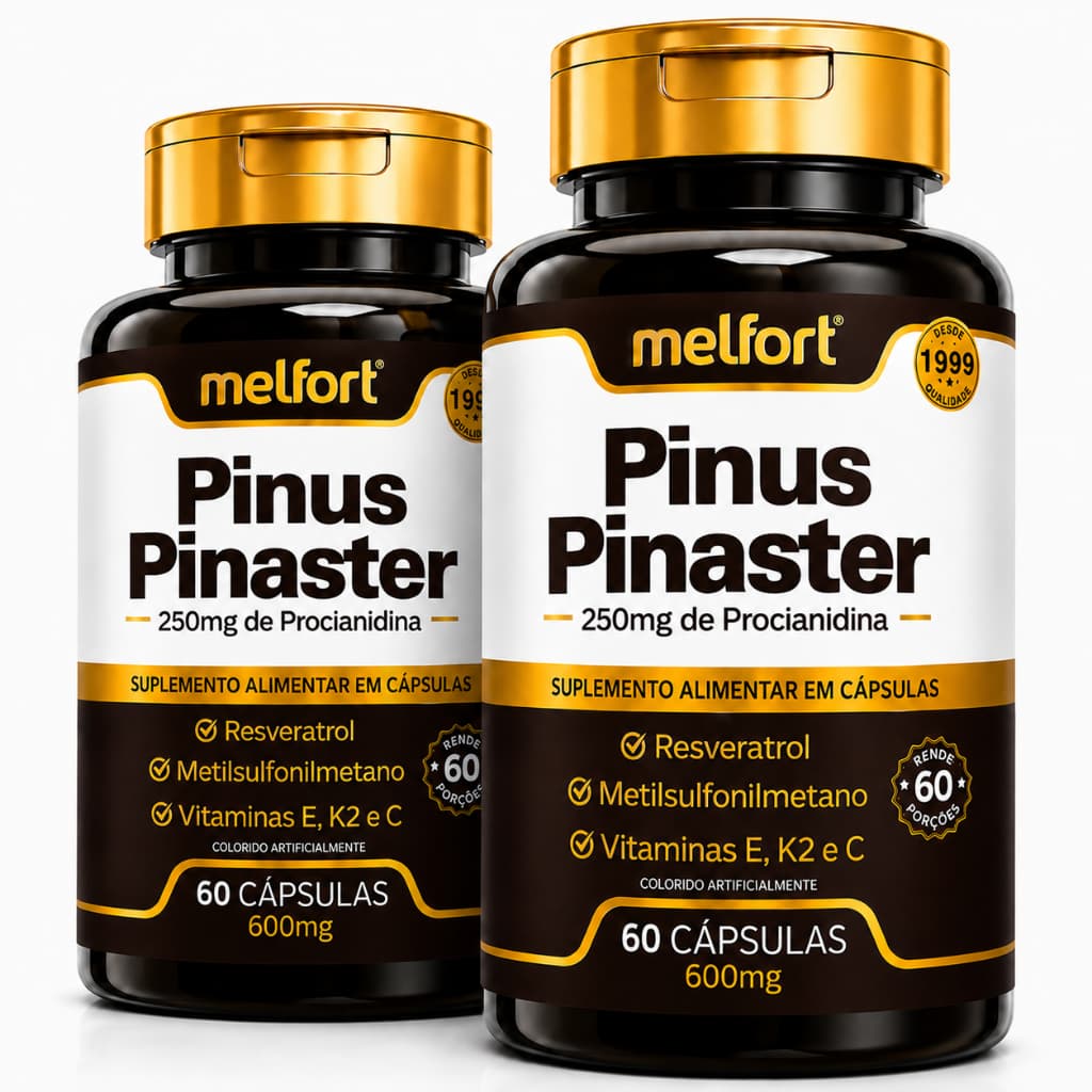 Kit 2x Pinus Pinaster com Reverastrol Vitamina E, Vitamina K2 e C - 120 Caps para 4 Meses