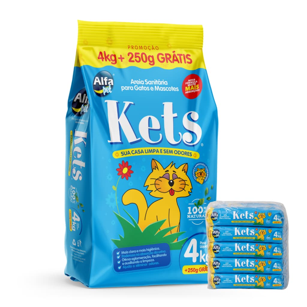 Kit Fardo Fechado Areia Sanitária Higiênica para Gatos Kets Argila 100% Natural Alta Absorção
