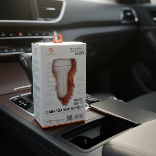 Carregador Veícular Rápido Duplo Usb 5.1a Max H'maston