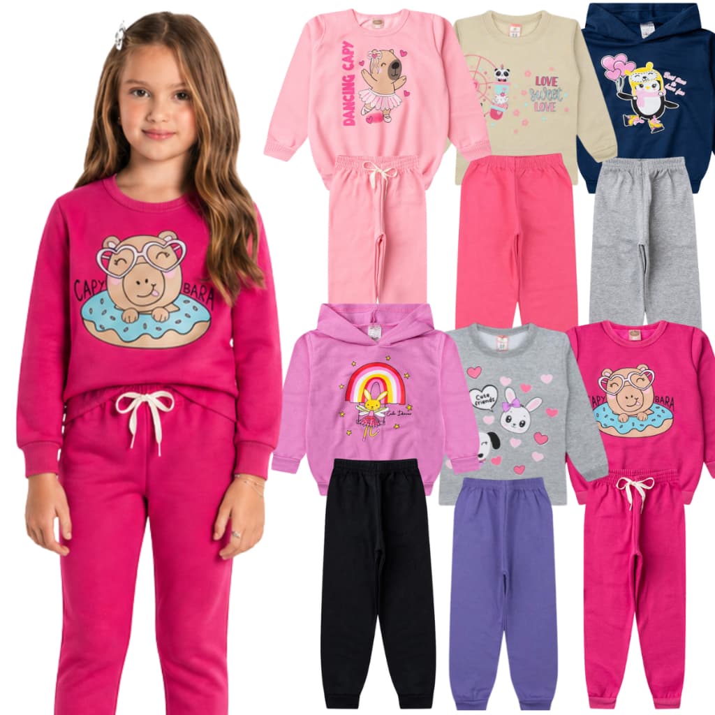 Kit 6 peças de Roupa Menina Conjunto Moletom Infantil Feminino